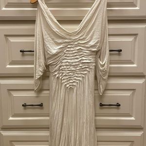 BCBG Max Azria Roman Style Gathered Bottom Beige Dress Size XXS